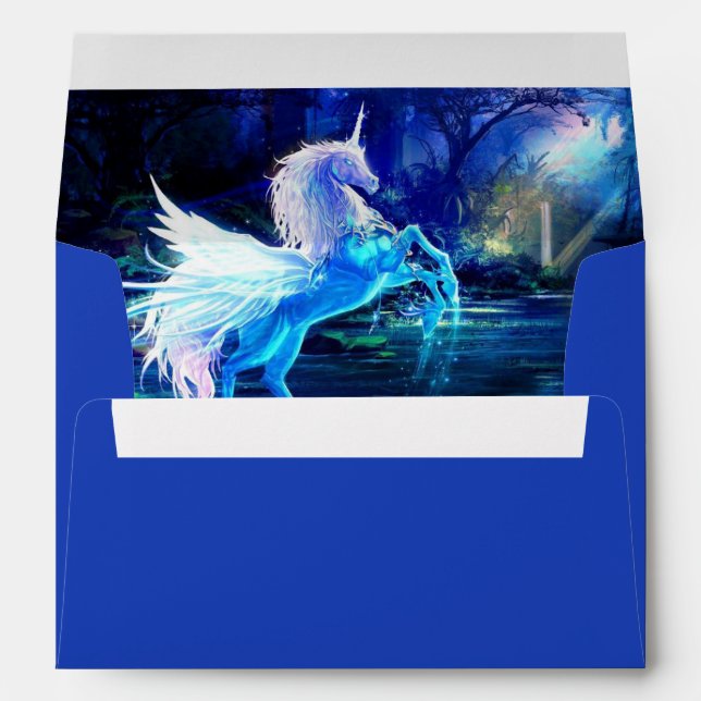 Blue Card Envelope Pegasus Unicorn Inside (Back (Bottom))