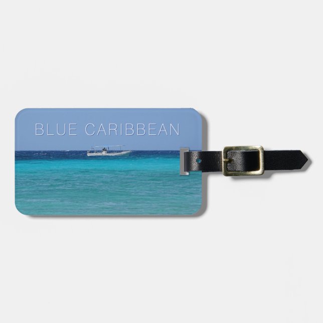 Blue Caribbean (customisable) Luggage Tag (Front Horizontal)
