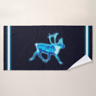 Blue Caribou (Reindeer) Bath Towel