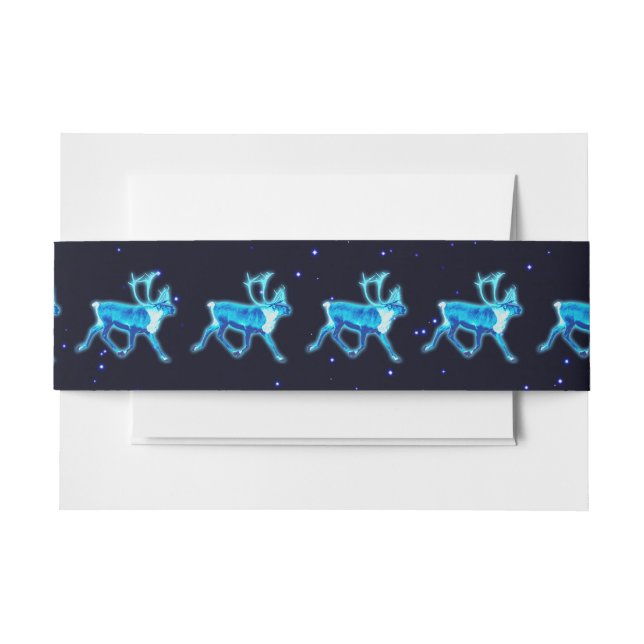 Blue Caribou (Reindeer) Invitation Belly Band (Front Example)
