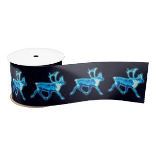 Blue Caribou (Reindeer) Satin Ribbon
