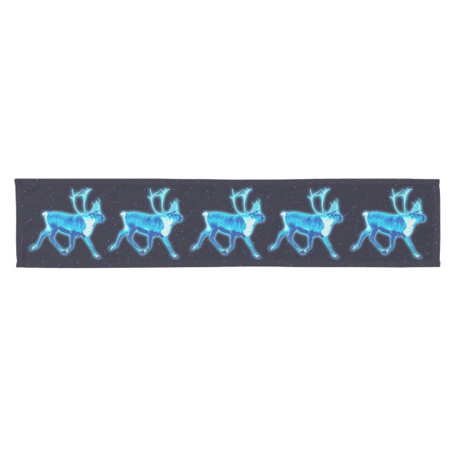 Blue Caribou (Reindeer) Short Table Runner (Horizontal)