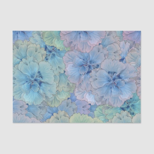 Blue carnations in vintage style tissue paper (Front)