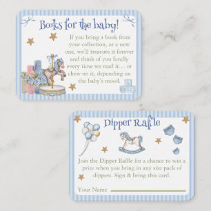 Blue Carousel Horse Book Request Dipper Raffle Enclosure Card