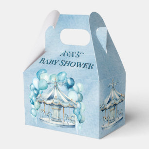 Blue Carousel with Arch Balloons Boy Baby Shower Favour Box