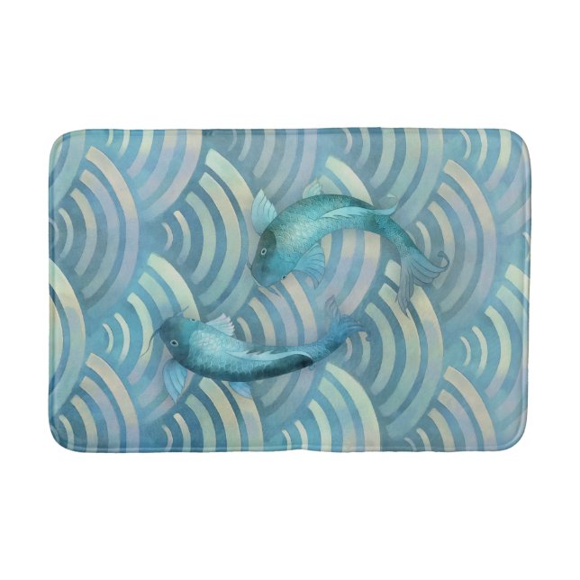 Blue Carp Koi Fish Bath Mat (Front)