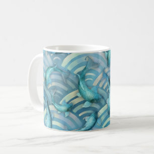 Blue Carp Koi Fish Pattern Coffee Mug