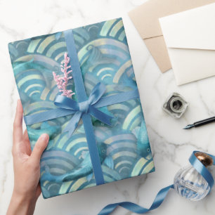 Blue Carp Koi Fish Pattern Wrapping Paper