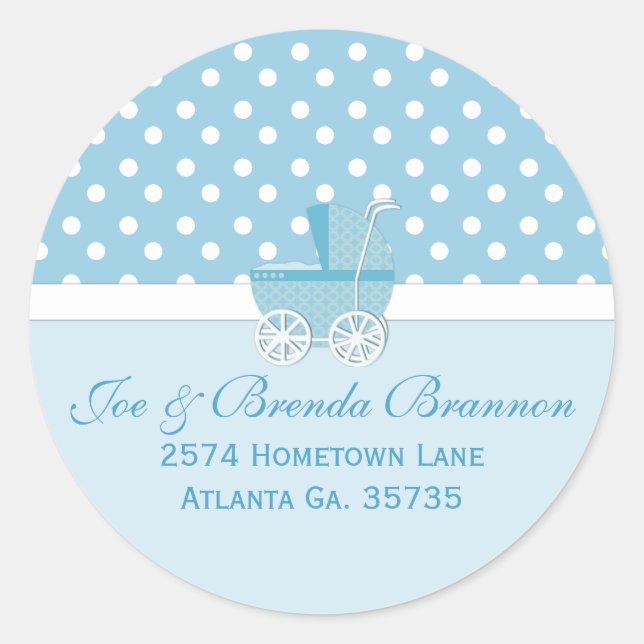 Blue Carriage and Polka Dots Address Labels (Front)