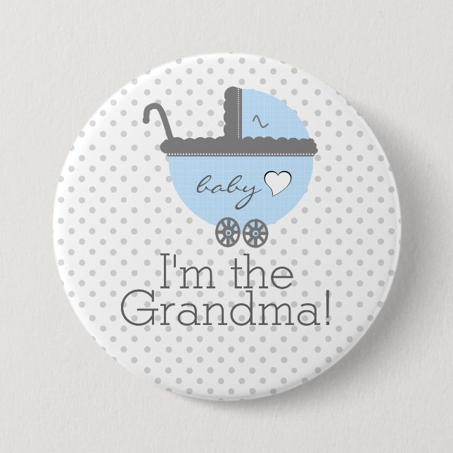 Blue Carriage Baby Shower Grandma 7.5 Cm Round Badge (Front)