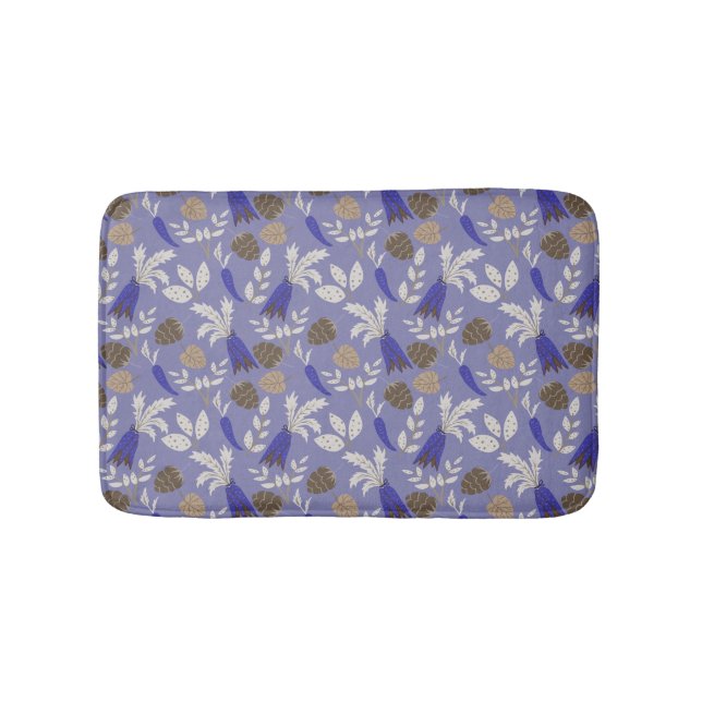 Blue Carrots And Nuts Pattern Bath Mat (Front)