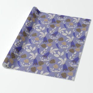 Blue Carrots And Nuts Pattern Wrapping Paper