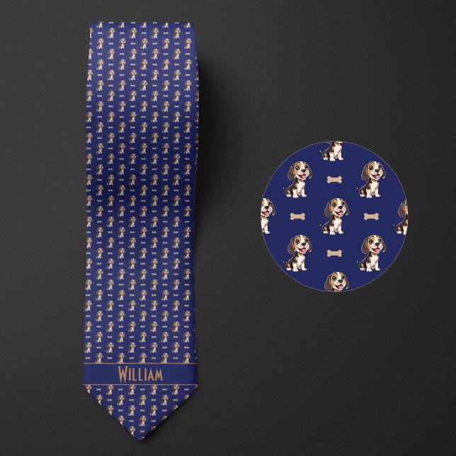 Blue Cartoon Beagle Tie (Creator Uploaded)