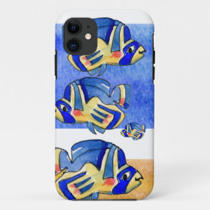 Blue Cartoon Butterfly Fish iPhone 11 Case