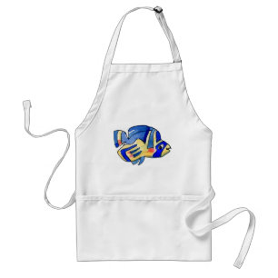 Blue Cartoon Butterfly Fish Standard Apron