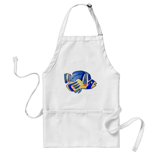 Blue Cartoon Butterfly Fish Standard Apron (Front)