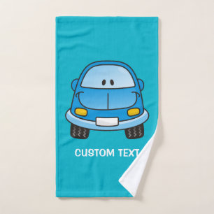 Blue Cartoon Car Bath Towel Set