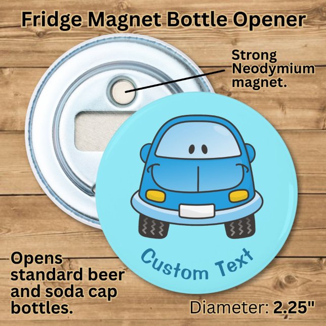 Blue cartoon car bottle opener (Creator Uploaded)