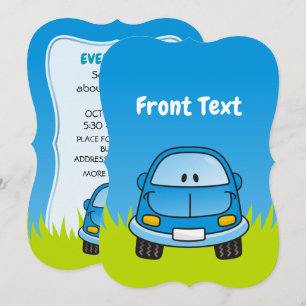 Blue Cartoon Car Invitation