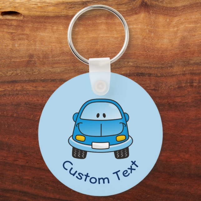 Blue Cartoon Car Keychain (Front)