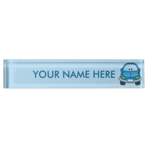 Blue cartoon car nameplate