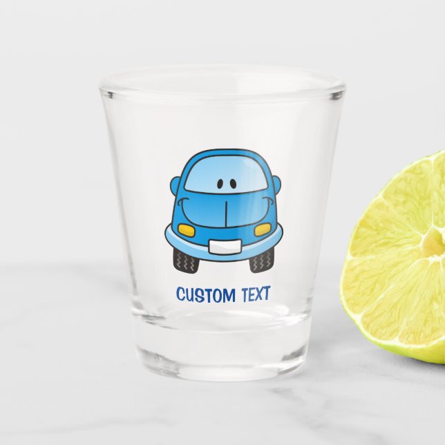 Blue Cartoon Car Shot Glass (Front)