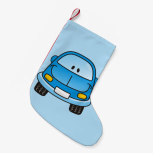 Blue cartoon car small christmas stocking