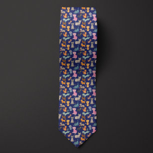Blue Cartoon Cats Montage Tie