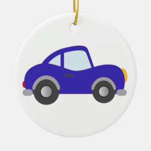 Blue Cartoon Coupe Car Ceramic Tree Decoration