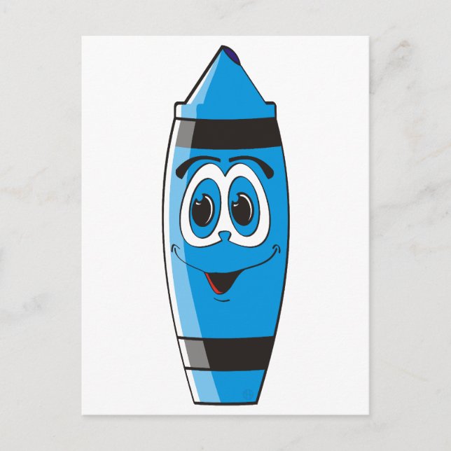 Blue Cartoon Crayon Postcard (Front)