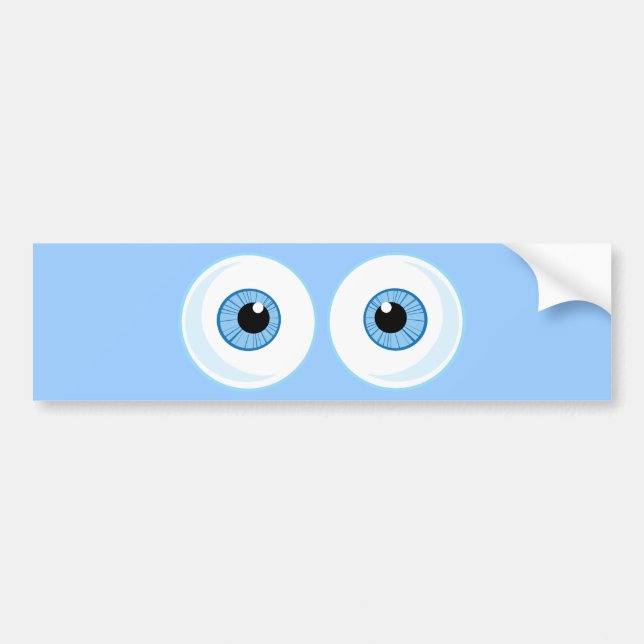 BLUE CARTOON EYES EYEBALLS FUNNY GRAPHICS BUMPER STICKER (Front)