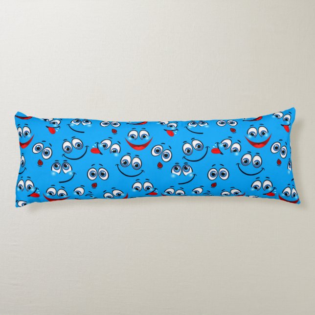 Blue Cartoon Face Pattern Body Cushion (Back)
