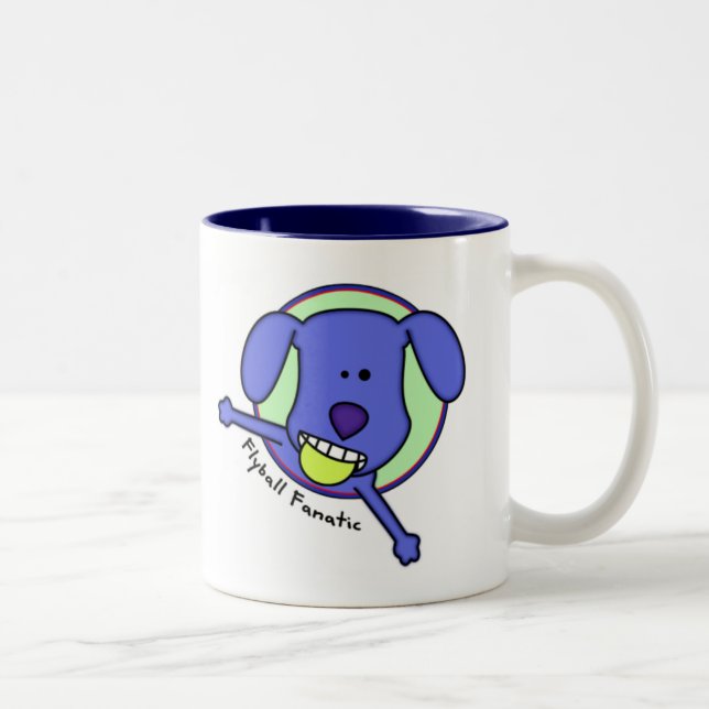 Blue Cartoon Flyball Fanatic Mug (Right)