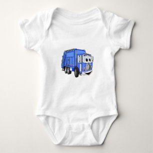 Blue Cartoon Garbage Truck Cartoon Baby Bodysuit