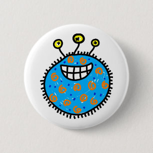 Blue Cartoon Germ 6 Cm Round Badge