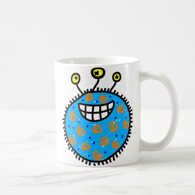 Blue Cartoon Germ Coffee Mug (Right)