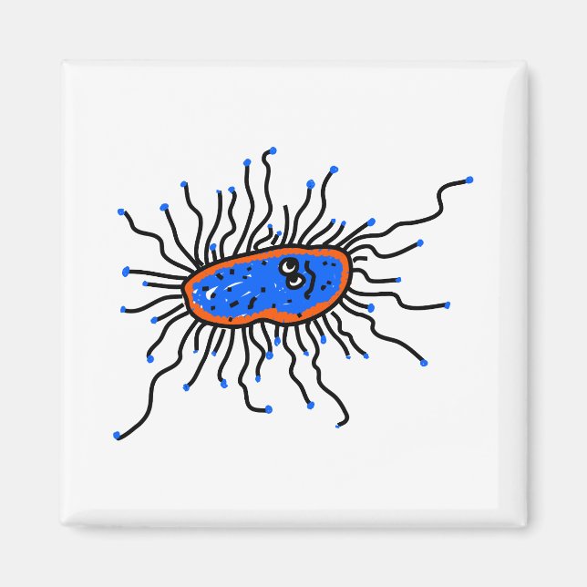 Blue Cartoon Germ Magnet (Front)