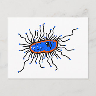 Blue Cartoon Germ Postcard
