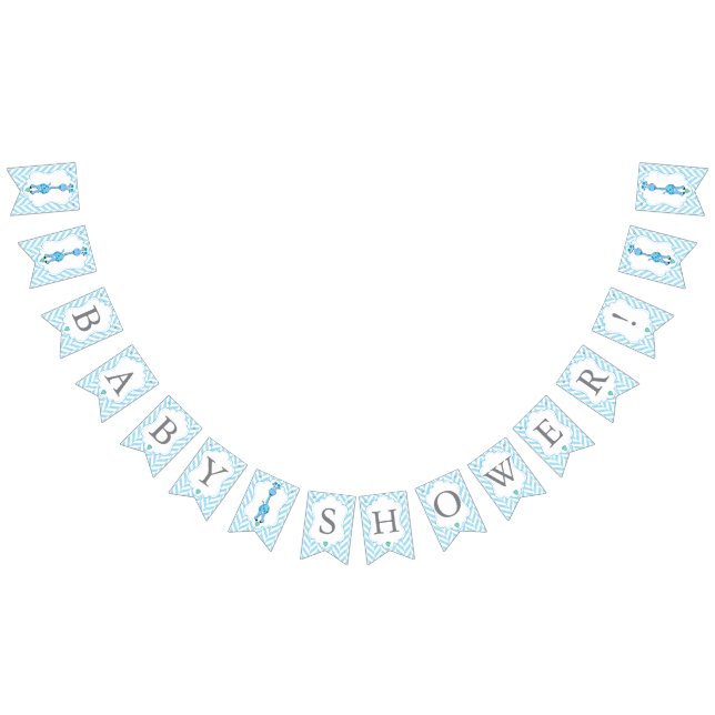 Blue Cartoon Giraffe Baby Shower Bunting (All)