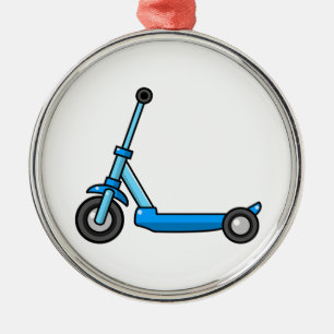 Blue Cartoon Kick/Push Scooter Metal Tree Decoration