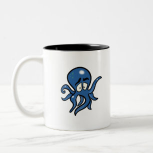 Blue Cartoon Octopus Two-Tone Coffee Mug