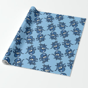 Blue Cartoon Octopus Wrapping Paper