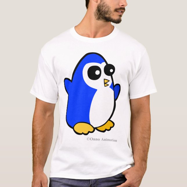 Blue cartoon penguin from the South Pole T-Shirt (Front)