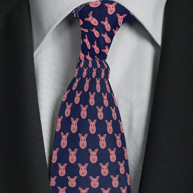 Blue Cartoon Pig Farmers Tie (Creator Uploaded)