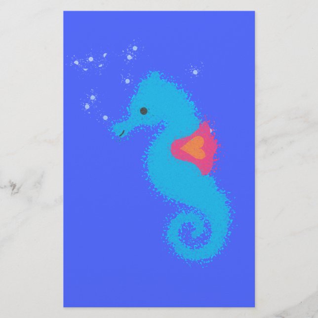Blue Cartoon Seahorse (Front)