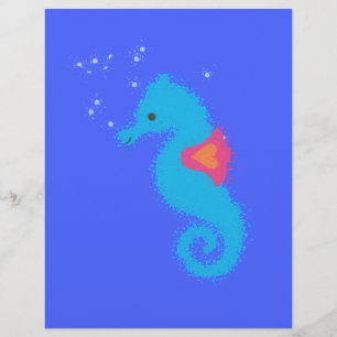 Blue Cartoon Seahorse