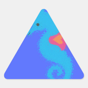 Blue Cartoon Seahorse Triangle Sticker