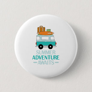 Blue Cartoon Van Best Family Adventure Vacations 6 Cm Round Badge