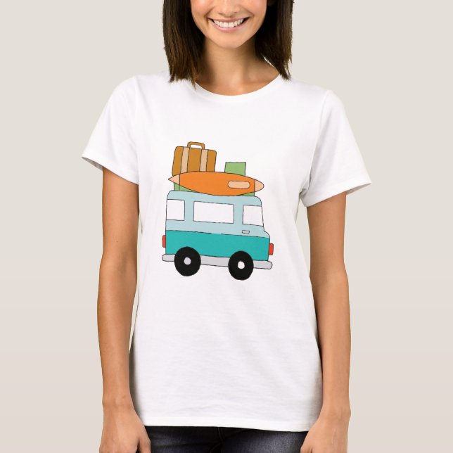 Blue Cartoon Van Best Family Adventure Vacations T-Shirt (Front)