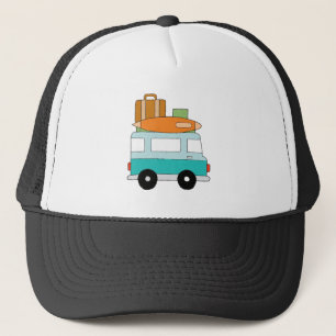 Blue Cartoon Van Best Family Adventure Vacations Trucker Hat